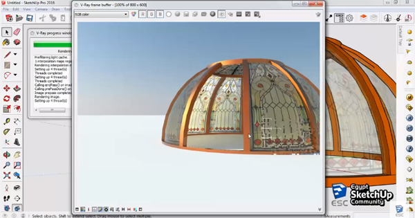 painted panel dome structure with Sketchup Pro 2016