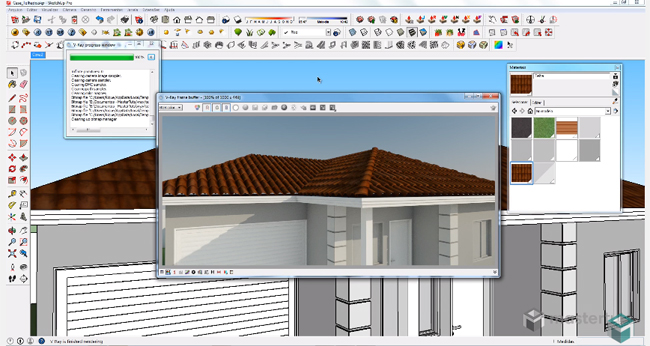 Roof with Displacement Mapping in V Ray for SketchUp