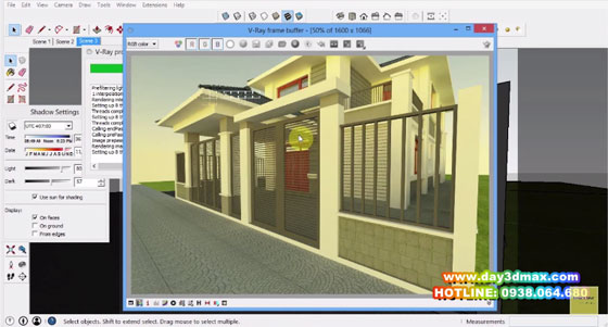 Learn to create perspective render for exterior scene with v-ray sketchup 2015