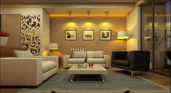 Apply V-ray and Sketchup for interior rendering of a living room