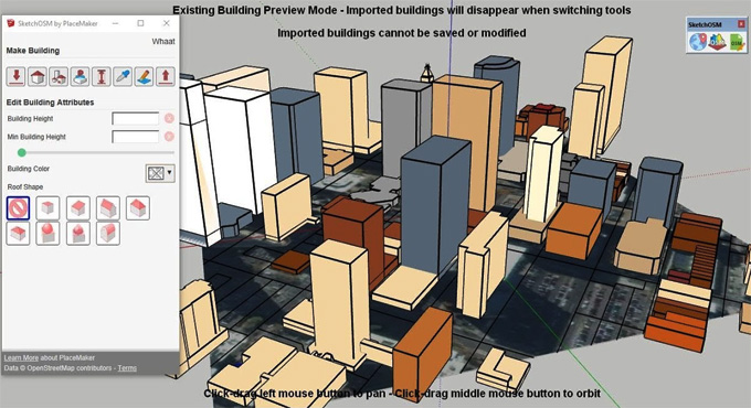 Features of the SketchOSM by PlaceMaker