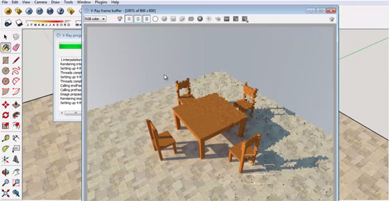 Create simple design of a 3d chair and table with sketchup