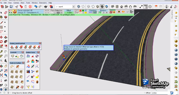 How sketchup is used to generate curved road texture