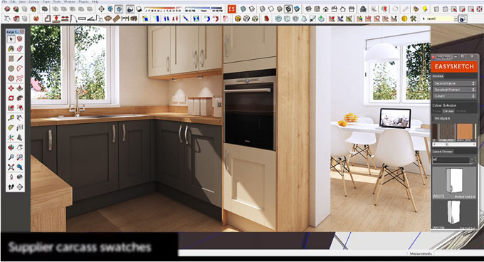 Make a professional kitchen design with easysketchup kitchen design plugin