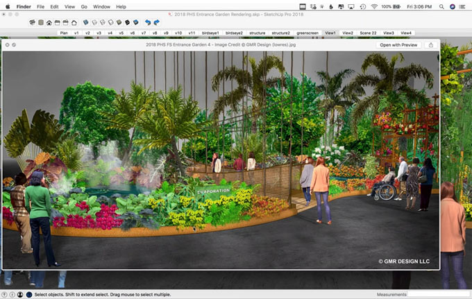 How sketchup was used to complete the Philadelphia Flower Show project