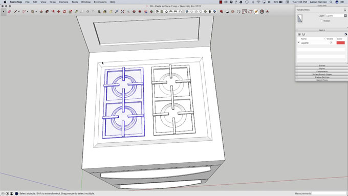 How to use paste in place tool in sketchup