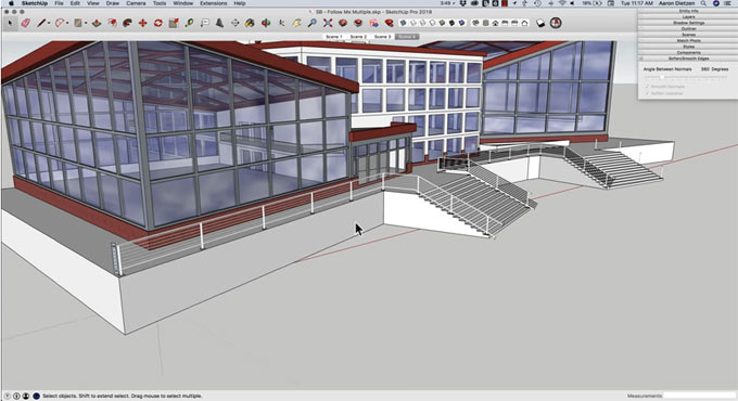 How to do follow me with multiple shapes in sketchup