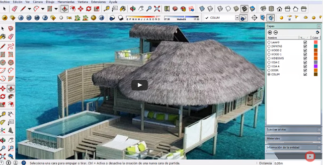How to apply sketchup to design the exterior of a summer house with pool