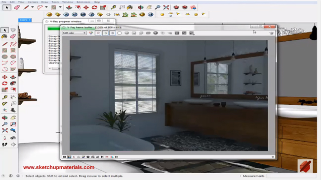 How to apply render and lighting effects to a interior scene with vray sketchup