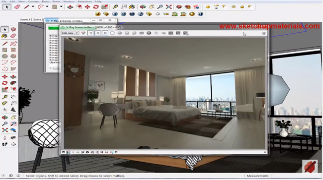 Lighting of an interior scene with V-ray Sketchup