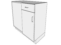 3D Base cabinet 1 Door 1 Drawer Blind Left in sketchup