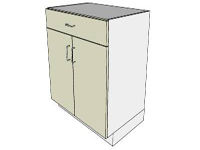 3D Base cabinet 2 doors 1 drawer in sketchup