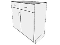 3D Base cabinet 2 doors 2 drawers in sketchup